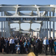 President Barack Obama, first lady Michelle Obama, former President George W. Bush and former first lady Laura Bush, and U.S. Rep. John Lewis (D-Ga.), one of the original marchers, lead a walk across the Edmund Pettus Bridge to mark the 50th anniversary of the Selma-to-Montgomery, Ala., civil rights marches in Selma March 7, 2015.
SAUL LOEB/AFP/Getty Images
